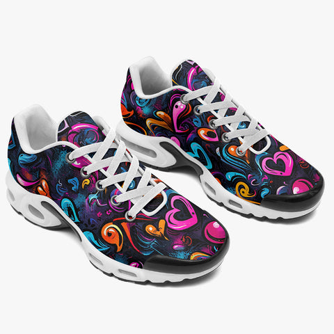 Air Cushion Sneakers Colorful Neon Graffiti Hearts