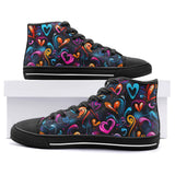 High-Top Canvas Shoes Colorful Neon Graffiti Hearts