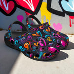 Classic Clogs Colorful Neon Graffiti Hearts