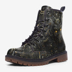 Leather Boots Demon Face in Gold and Black