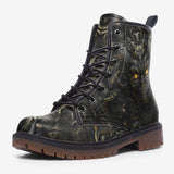 Leather Boots Demon Face in Gold and Black