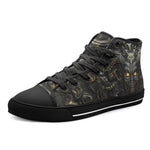 High-Top Canvas Shoes Demon Face in Gold and Black