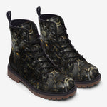 Leather Boots Demon Face in Gold and Black