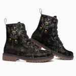 Leather Boots Demon Face in Gold and Black