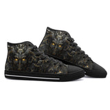 High-Top Canvas Shoes Demon Face in Gold and Black