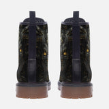 Leather Boots Demon Face in Gold and Black