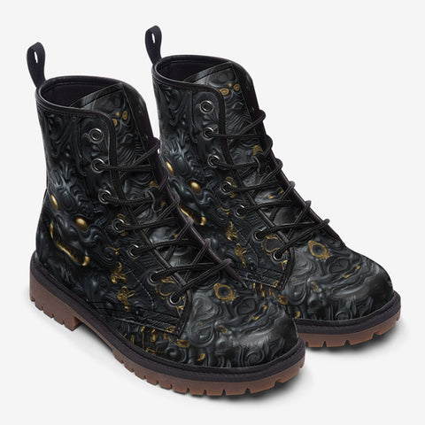 Leather Boots Surreal Sculpture Gold and Black
