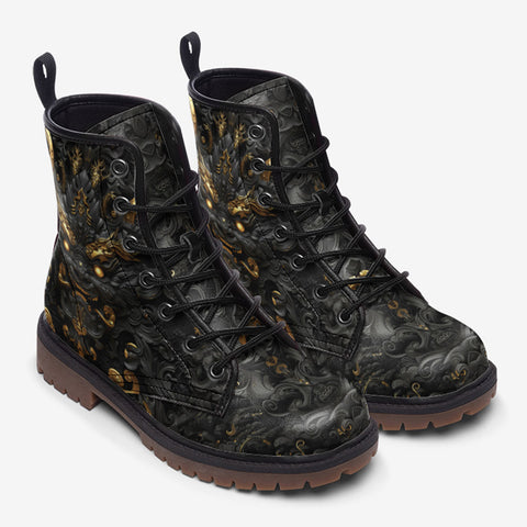 Leather Boots Gold and Black Dragon Wall Art