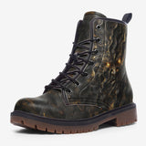 Leather Boots Mysthical Face Golden Swirls
