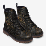 Leather Boots Mysthical Face Golden Swirls