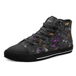 High-Top Canvas Shoes Black and Purple Swirls