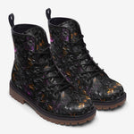 Leather Boots Black and Purple Swirls