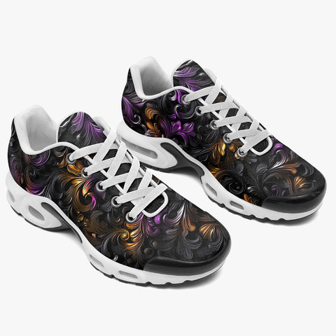 Air Cushion Sneakers Black and Purple Swirls