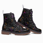 Leather Boots Black and Purple Swirls