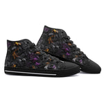 High-Top Canvas Shoes Black and Purple Swirls