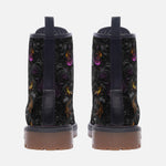 Leather Boots Black and Purple Swirls