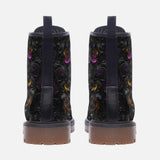 Leather Boots Black and Purple Swirls