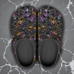 Classic Clogs Black and Purple Swirls