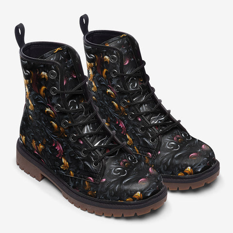 Leather Boots Black and Gold Ornament