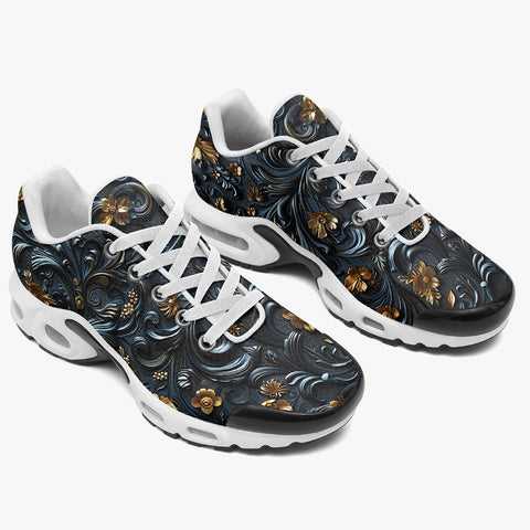 Air Cushion Sneakers Colorful Swirls on Black