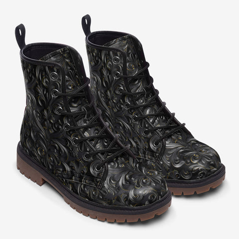 Leather Boots Damask Textured Ornament