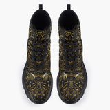 Casual Leather Chunky Boots Golden Ornament