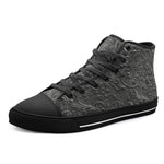 High-Top Canvas Shoes Gray Engraved Pattern Print