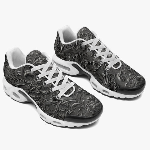 Air Cushion Sneakers Gray Engraved Pattern Print