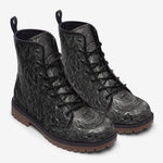 Leather Boots Gray Engraved Pattern Print