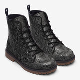 Leather Boots Gray Engraved Pattern Print