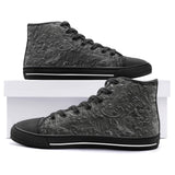 High-Top Canvas Shoes Gray Engraved Pattern Print