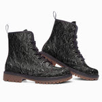 Leather Boots Gray Engraved Pattern Print