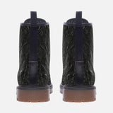 Leather Boots Gray Engraved Pattern Print