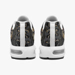 Air Cushion Sneakers Black and Gold Pattern Print