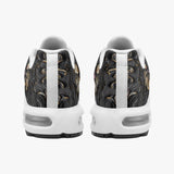 Air Cushion Sneakers Black and Gold Pattern Print