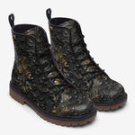 Leather Boots Black and Gold Pattern Print