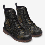 Leather Boots Black and Gold Pattern Print