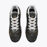 Air Cushion Sneakers Black and Gold Pattern Print