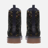 Leather Boots Black and Gold Pattern Print