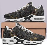 Air Cushion Sneakers Black and Gold Pattern Print