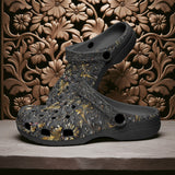 Classic Clogs Black and Gold Pattern Print