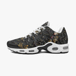 Air Cushion Sneakers Black and Gold Pattern Print