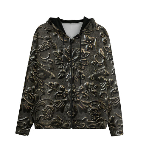 Men's Zip Up Hoodie 3D Metal Pattern