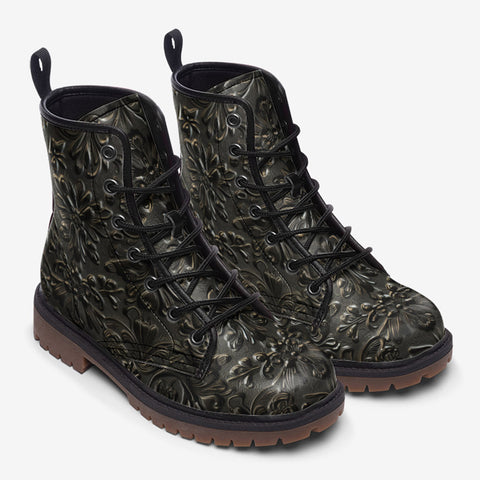 Leather Boots 3D Metal Pattern