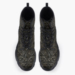 Casual Leather Chunky Boots 3D Metal Pattern