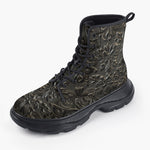 Casual Leather Chunky Boots 3D Metal Pattern