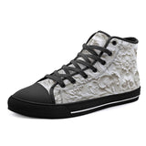 High-Top Canvas Shoes White Carved Baroque Art