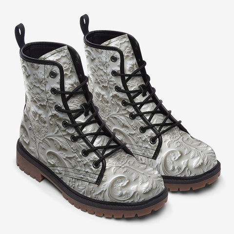 Leather Boots White Carved Baroque Art