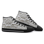 High-Top Canvas Shoes White Carved Baroque Art