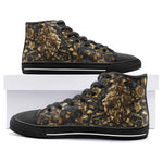 High-Top Canvas Shoes Gold Lion with Flowers